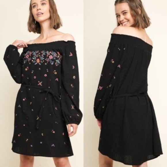 OMG Umgee Puff Sleeve Tie Waist Dress main image 0